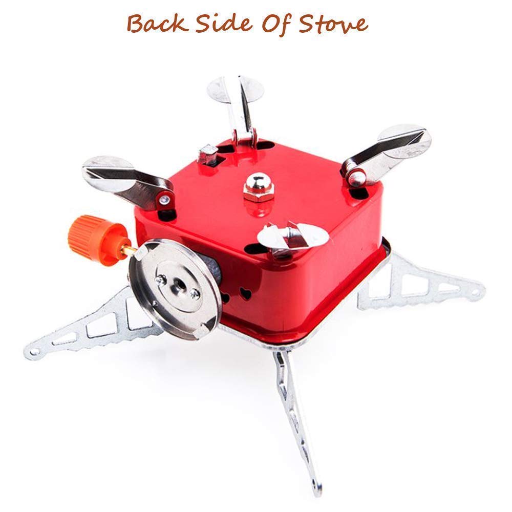 AASTIK SALES Camping Stove Gas Stove Folding Furnace Portable Square-Shaped Gas Butane Burner Camping Picnic Folding Stove Camping Hiking Picnic Cookout (Gas stove+2 Refill), Alloy Steel