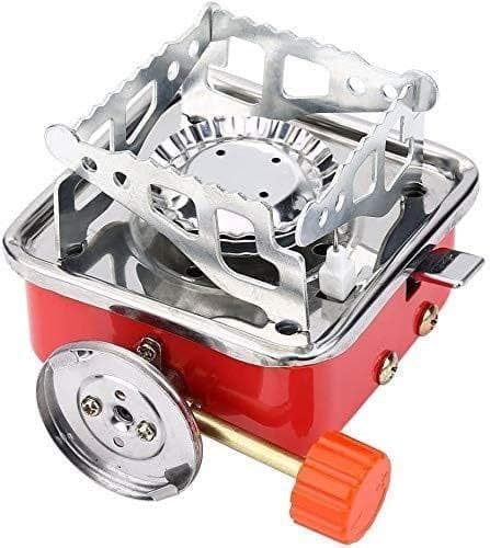 AASTIK SALES Camping Stove Gas Stove Folding Furnace Portable Square-Shaped Gas Butane Burner Camping Picnic Folding Stove Camping Hiking Picnic Cookout (Gas stove+2 Refill), Alloy Steel