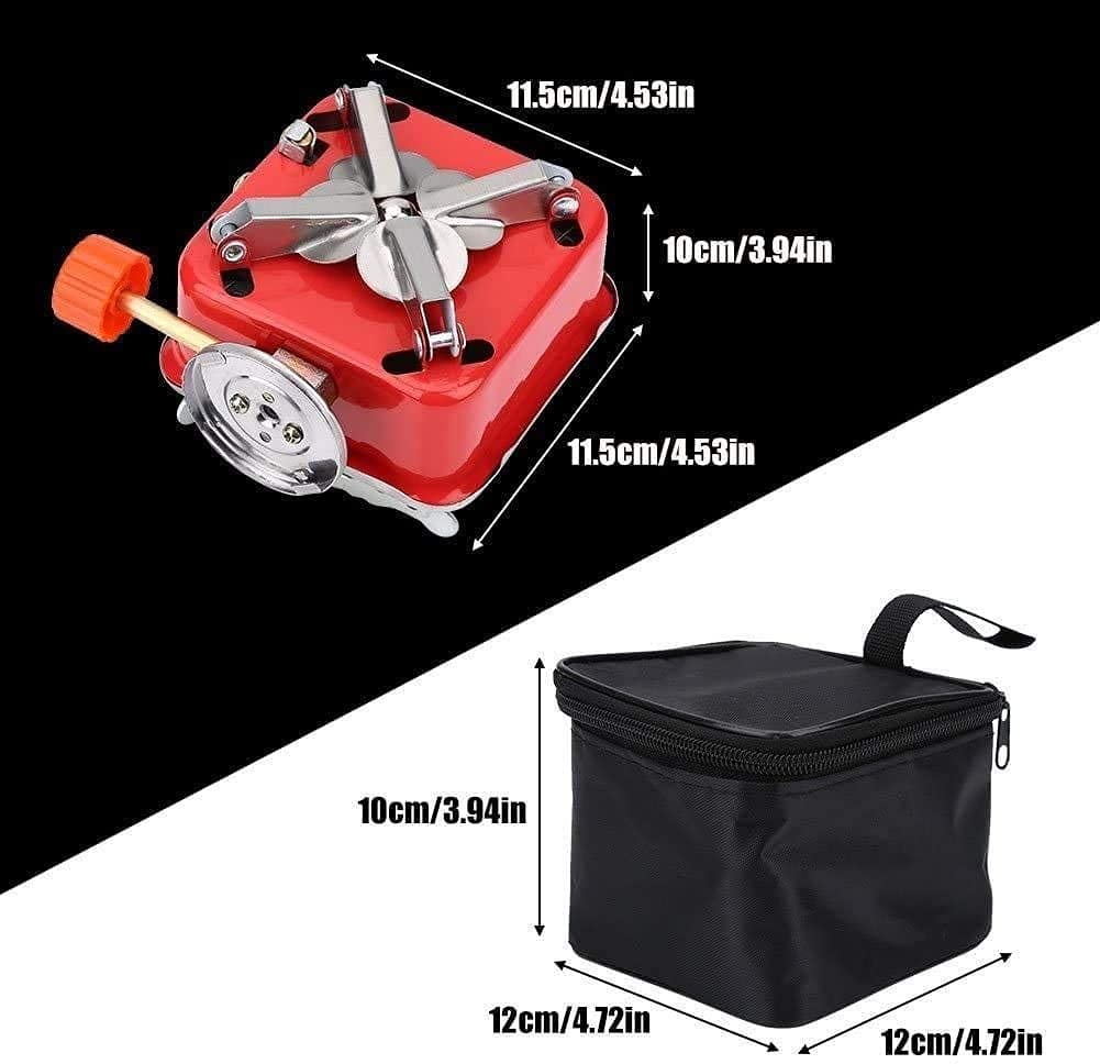 AASTIK SALES Camping Stove Gas Stove Folding Furnace Portable Square-Shaped Gas Butane Burner Camping Picnic Folding Stove Camping Hiking Picnic Cookout (Gas stove+2 Refill), Alloy Steel