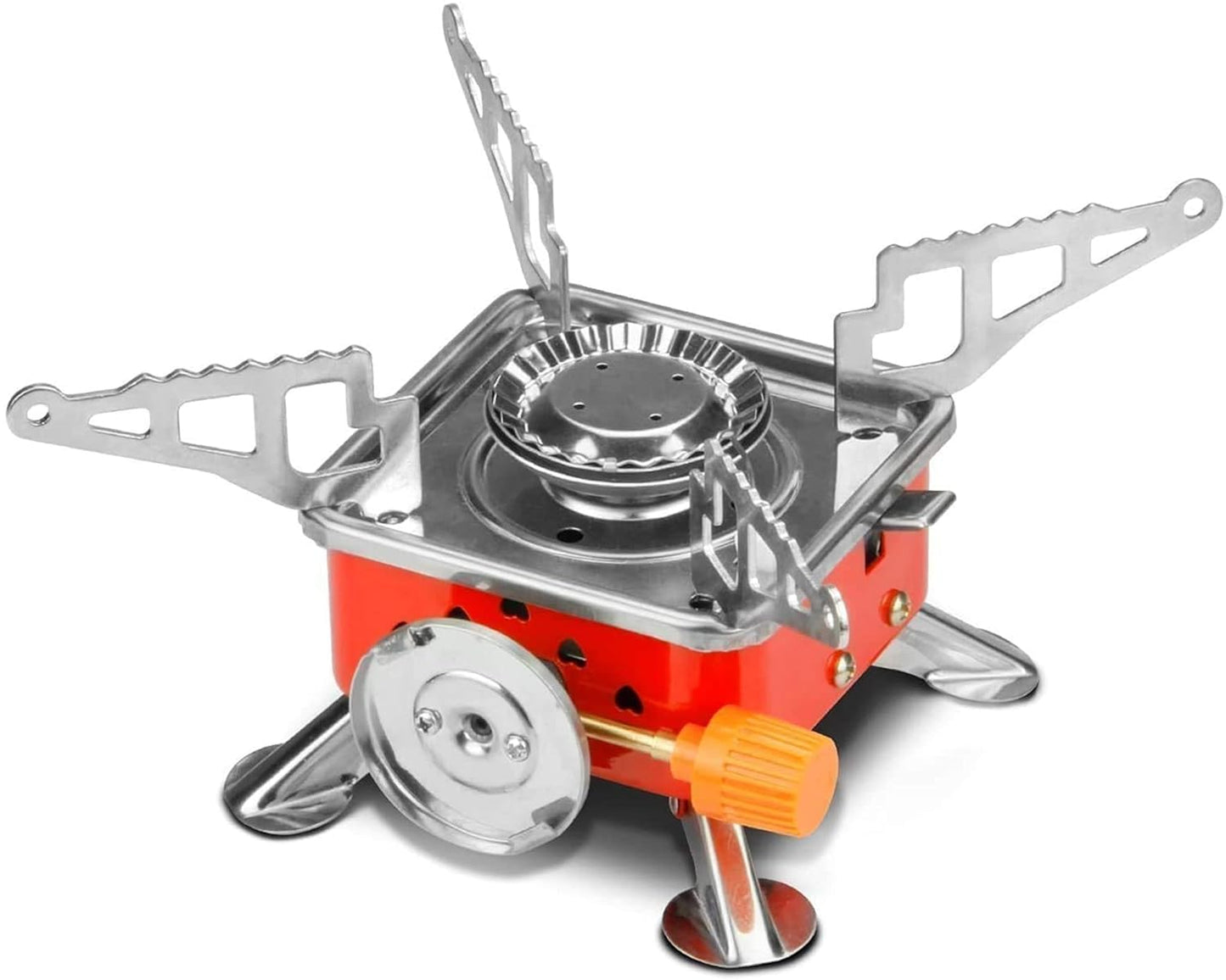 AASTIK SALES Camping Stove Gas Stove Folding Furnace Portable Square-Shaped Gas Butane Burner Camping Picnic Folding Stove Camping Hiking Picnic Cookout (Gas stove+2 Refill), Alloy Steel