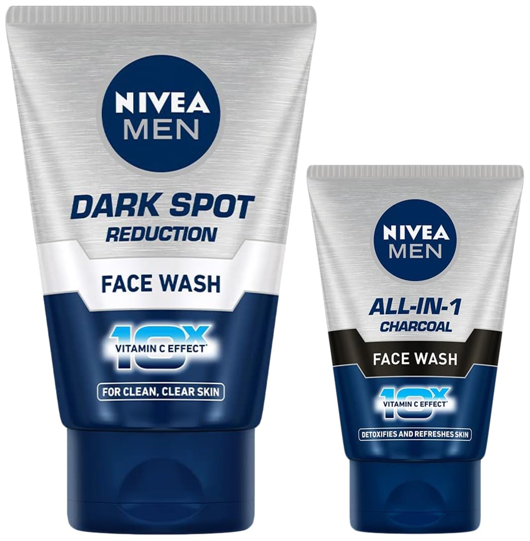 NIVEA MEN Dark Spot Reduction Face Wash 100 g | With Ginko and Ginseng Extracts for Clean, Healthy & Clear Skin in Summer | 10 X Vitamin C Effect for Radiant Skin |For Dark Spot Reduction