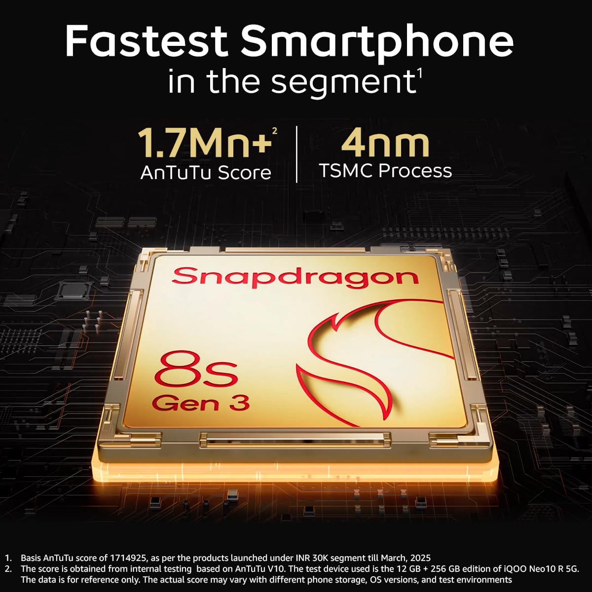 iQOO Neo 10R 5G (Raging Blue, 8GB RAM, 128GB Storage) | Snapdragon 8s Gen 3 Processor | India's Slimmest 6400mAh Battery Smartphone | Segment's Most Stable 90FPS for 5 Hours