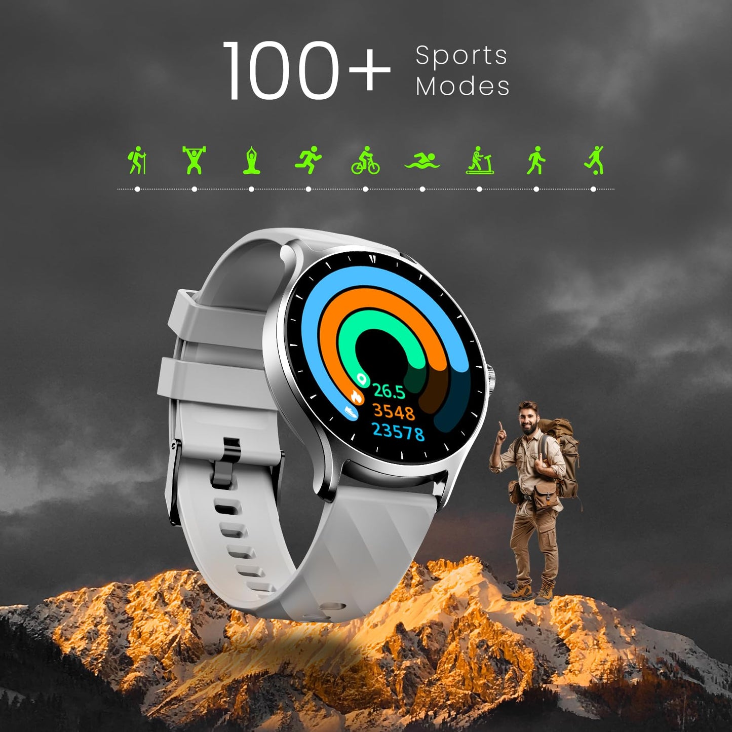 CELLECOR E2 Hype 1.50" (38.1mm) HD IPS Display Smart Watch, 500 Nits, 60Hz Refresh Rate, Bluetooth Calling, AI generated Watch Faces, 100+ Sports Modes, Health Suite, Voice Assistance (Blue)