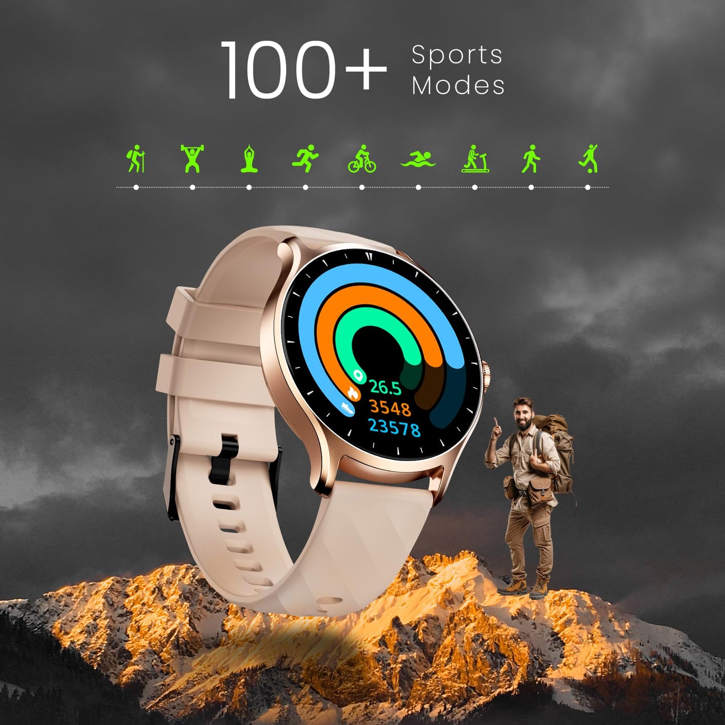 CELLECOR E2 Hype 1.50" (38.1mm) HD IPS Display Smart Watch, 500 Nits, 60Hz Refresh Rate, Bluetooth Calling, AI generated Watch Faces, 100+ Sports Modes, Health Suite, Voice Assistance (Blue)