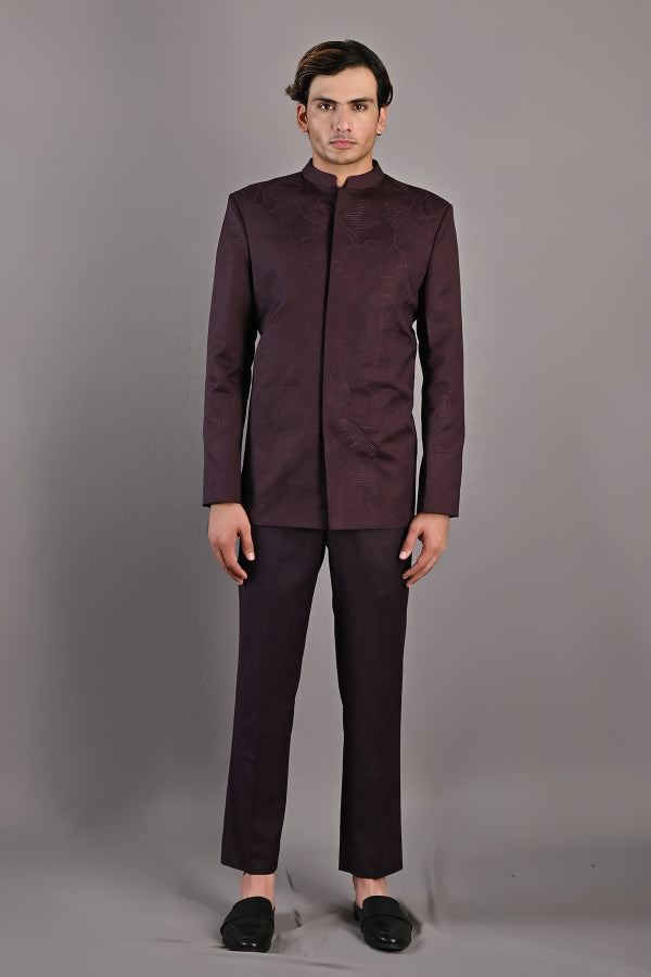 Casper Abstract Embroidered Bandhgala Jacket Set-0
