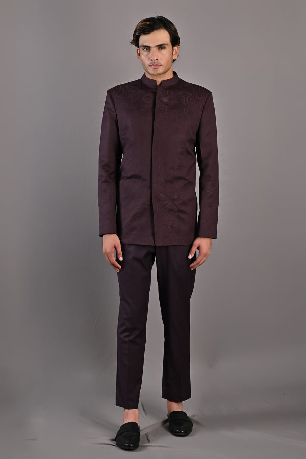 Casper Abstract Embroidered Bandhgala Jacket Set-1