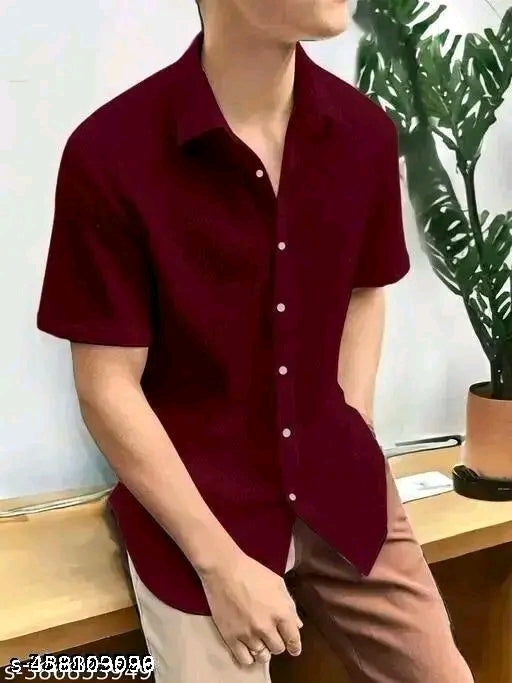 self desing mens half sleeve popcorn febric shirt