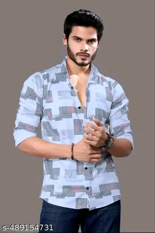 Men Regular Fit Striped Mandarin Collar Casual Shirt