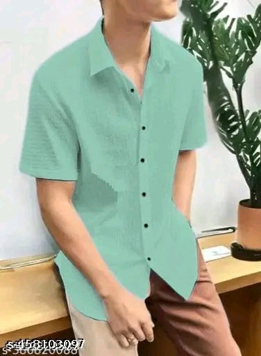 self desing mens half sleeve popcorn febric shirt