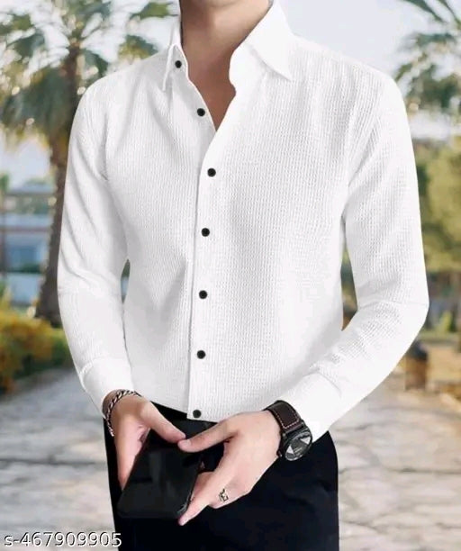 waffle texture long sleeve shirt
