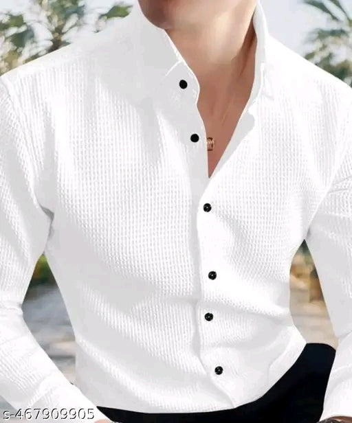 waffle texture long sleeve shirt