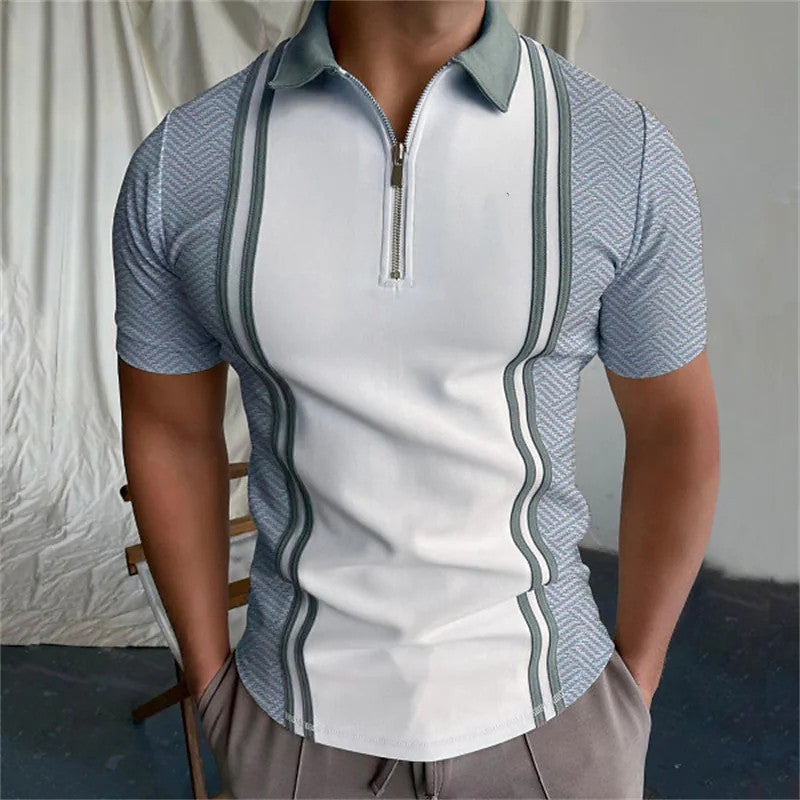 Polo striped short sleeved T-shirt top with spliced stripes