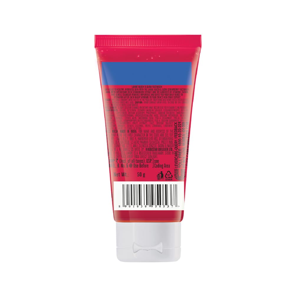 Lakme Blush & Glow Exfoliating Face Wash with Vitamin C Serum, Hydrating and Gentle Facewash with Strawberry Fruit Extracts, 150gm
