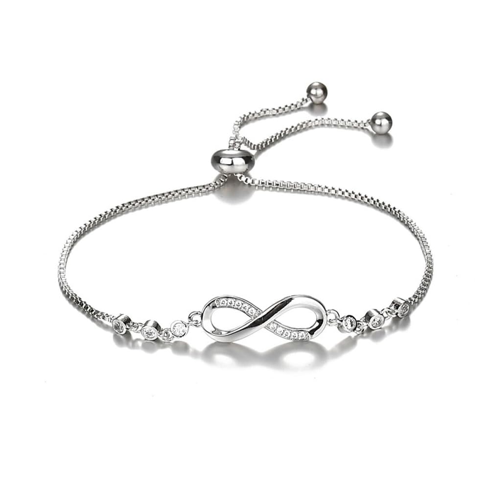 Shining Diva Fashion Endless Love Crystal Infinity Bracelet for Women CZ Diamonds Latest Stylish Adjustable Charm Tennis Bracelet for Girls