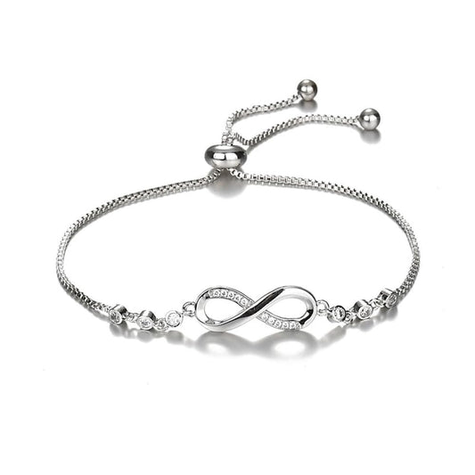 Shining Diva Fashion Endless Love Crystal Infinity Bracelet for Women CZ Diamonds Latest Stylish Adjustable Charm Tennis Bracelet for Girls