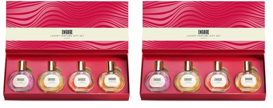 Engage Luxury Perfume Gifts For Women, 100ml, Long Lasting Smell, Best Birthday, Anniversary Gift Hamper by ITC, Eau De Parfum, Travel Sized Combo, 25ml x 4