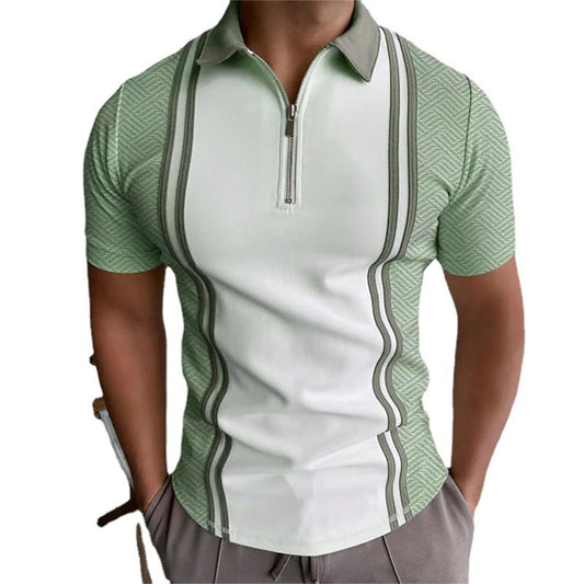 Polo striped short sleeved T-shirt top with spliced stripes