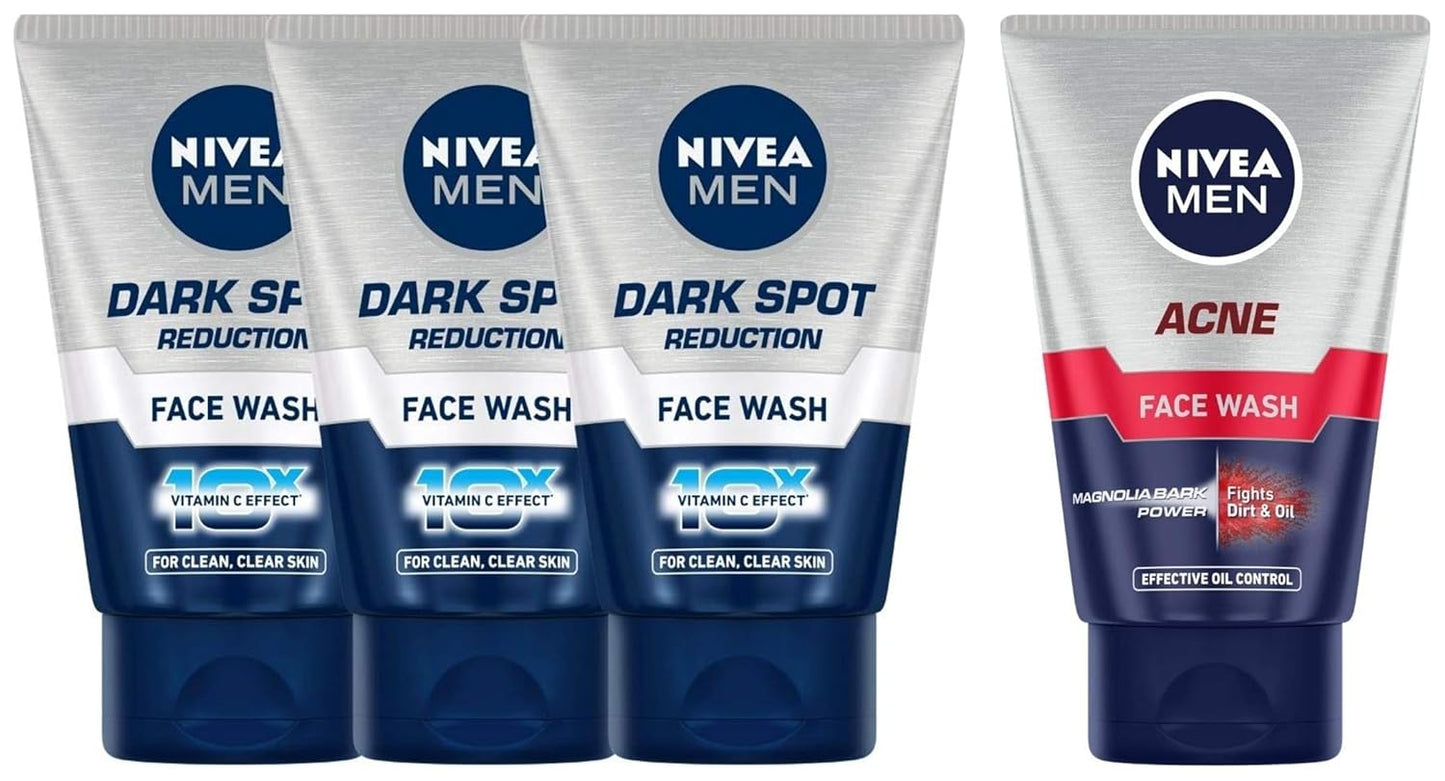 NIVEA MEN Dark Spot Reduction Face Wash 100 g | With Ginko and Ginseng Extracts for Clean, Healthy & Clear Skin in Summer | 10 X Vitamin C Effect for Radiant Skin |For Dark Spot Reduction