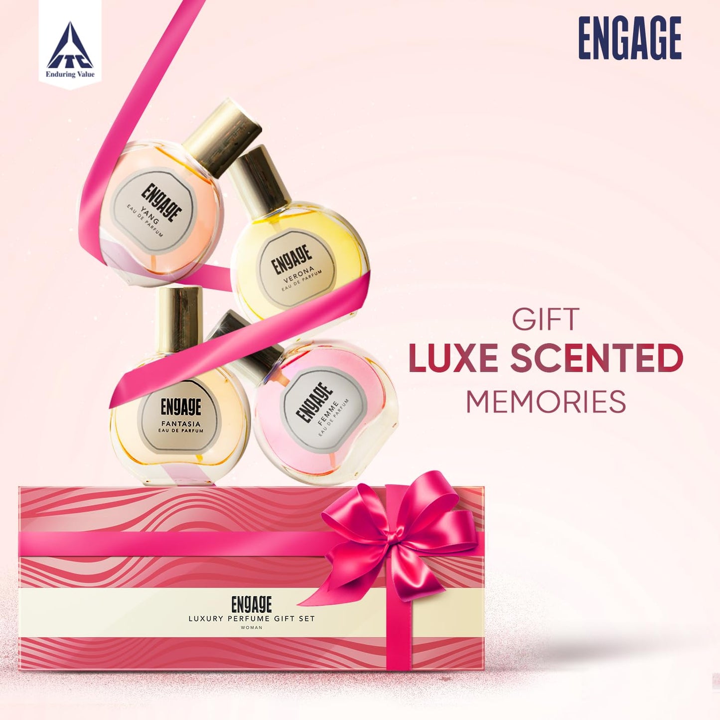 Engage Luxury Perfume Gifts For Women, 100ml, Long Lasting Smell, Best Birthday, Anniversary Gift Hamper by ITC, Eau De Parfum, Travel Sized Combo, 25ml x 4