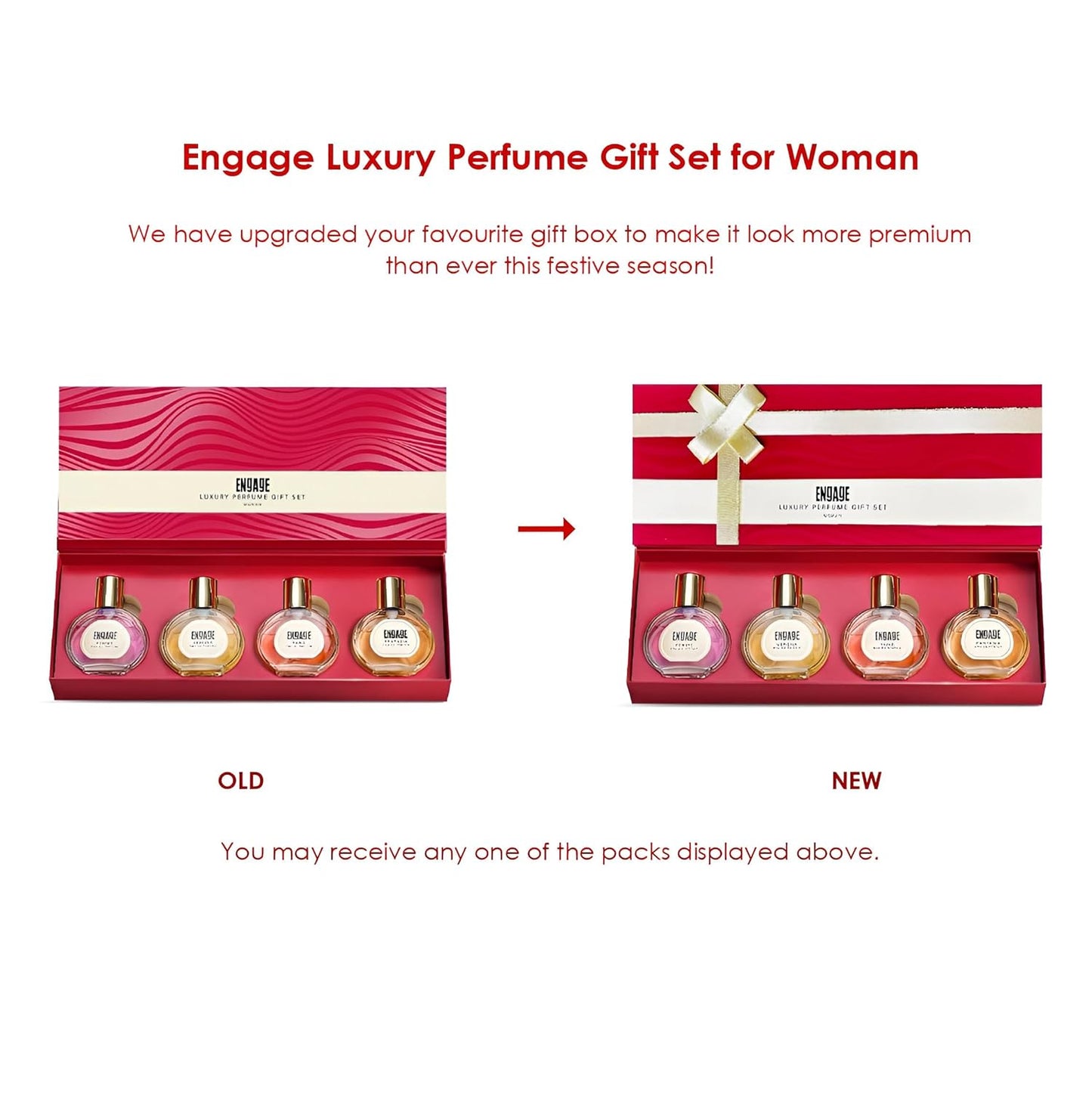 Engage Luxury Perfume Gifts For Women, 100ml, Long Lasting Smell, Best Birthday, Anniversary Gift Hamper by ITC, Eau De Parfum, Travel Sized Combo, 25ml x 4