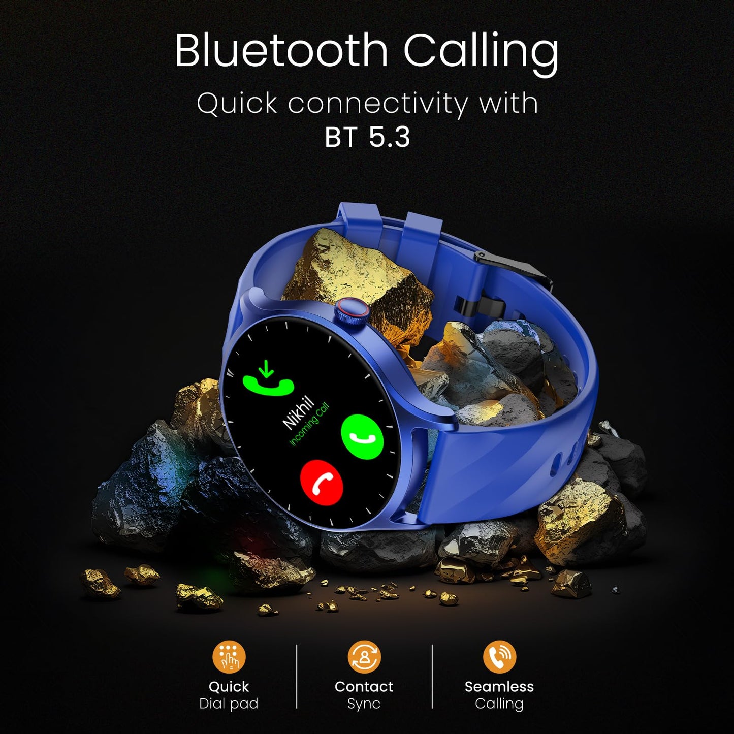 CELLECOR E2 Hype 1.50" (38.1mm) HD IPS Display Smart Watch, 500 Nits, 60Hz Refresh Rate, Bluetooth Calling, AI generated Watch Faces, 100+ Sports Modes, Health Suite, Voice Assistance (Blue)