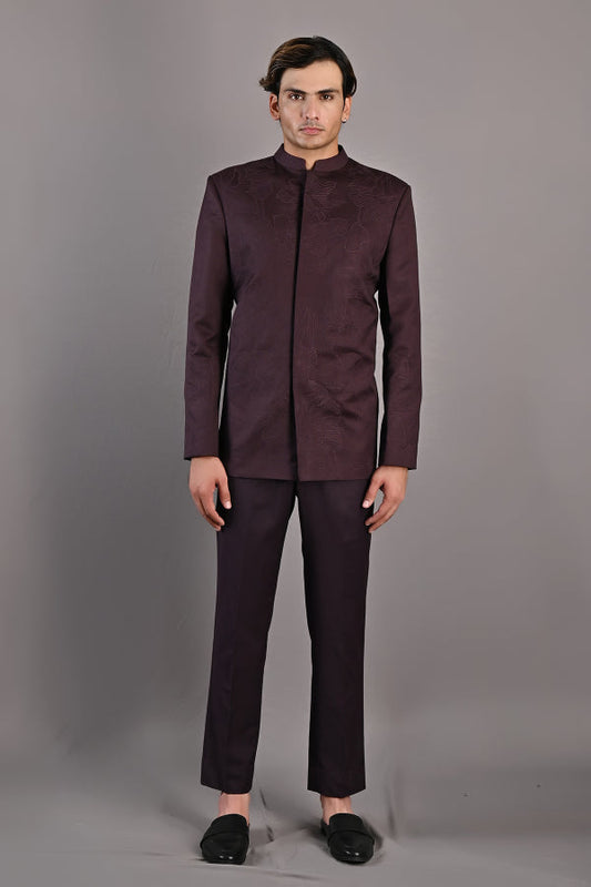 Casper Abstract Embroidered Bandhgala Jacket Set-0