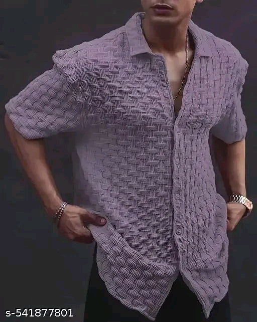 trendz men slim fit plain chattai desing casual shirt for men
