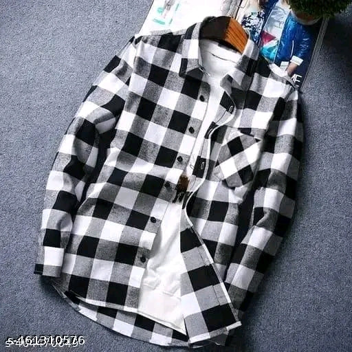 men slim fit checkered button down collar casual shirt