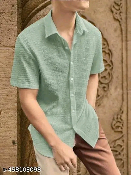 self desing mens half sleeve popcorn febric shirt