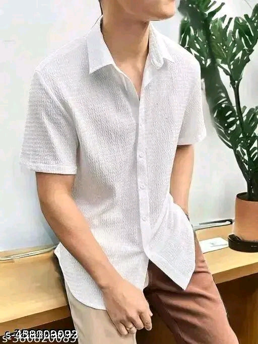 self desing mens half sleeve popcorn febric shirt