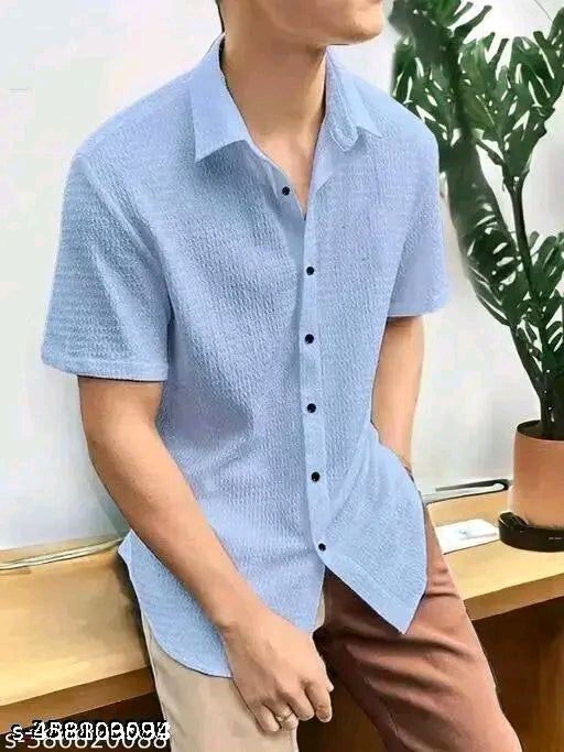 self desing mens half sleeve popcorn febric shirt