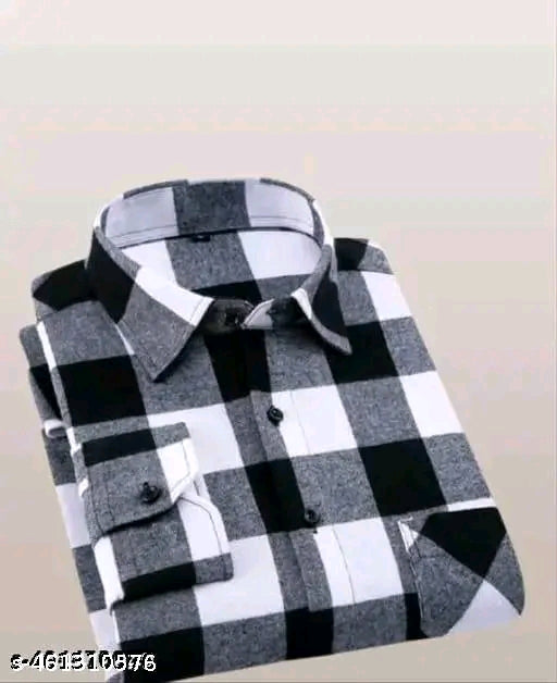 men slim fit checkered button down collar casual shirt
