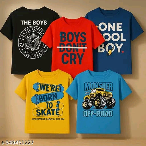 printed t shirt for boys pack of 5