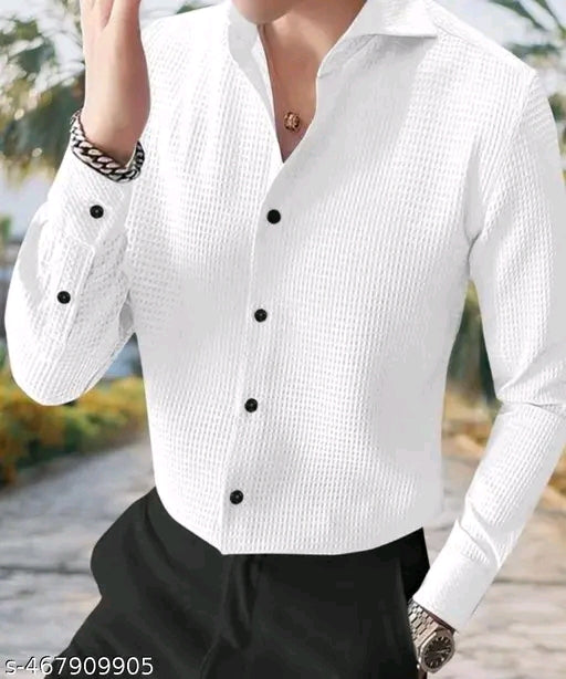 waffle texture long sleeve shirt